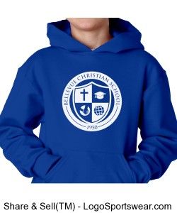 Youth Hooded Logo Pullover Blue Design Zoom