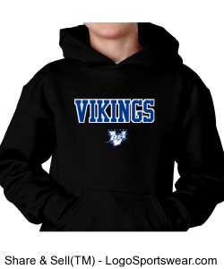 Youth Hooded Pullover Vikings Black Design Zoom