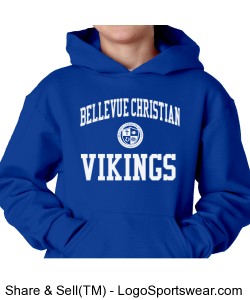 Youth Hooded Pullover Vikings Blue Design Zoom
